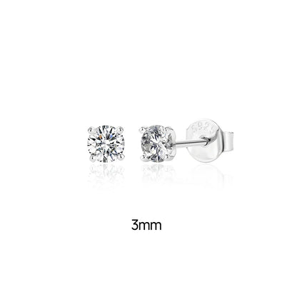 Moissanite Stud Earrings - 0.5 Carat D Color 925 Sterling Silver Sparkling Ear Studs - ZOOMNSTORE