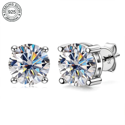 Moissanite Stud Earrings - 925 Silver Unisex Round Cut Small Sterling Silver Jewelry - ZOOMNSTORE