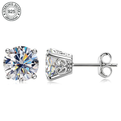 Moissanite Stud Earrings - 925 Silver Unisex Round Cut Small Sterling Silver Jewelry - ZOOMNSTORE