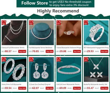 Moissanite Tennis Necklace – 3-5mm Gradient Moissanite Stones | Sterling Silver Choker - ZOOMNSTORE