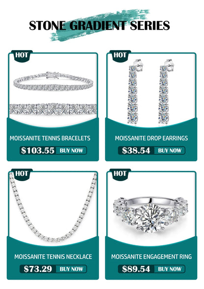 Moissanite Tennis Necklace – 3-5mm Gradient Moissanite Stones | Sterling Silver Choker - ZOOMNSTORE