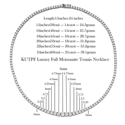 Moissanite Tennis Necklace – 3-5mm Gradient Moissanite Stones | Sterling Silver Choker - ZOOMNSTORE