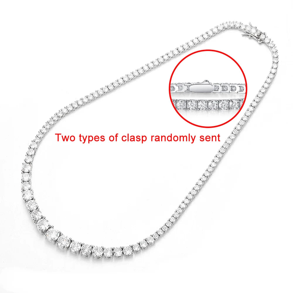 Moissanite Tennis Necklace – 3-5mm Gradient Moissanite Stones | Sterling Silver Choker - ZOOMNSTORE