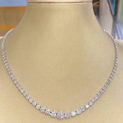 Moissanite Tennis Necklace – 3-5mm Gradient Moissanite Stones | Sterling Silver Choker - ZOOMNSTORE