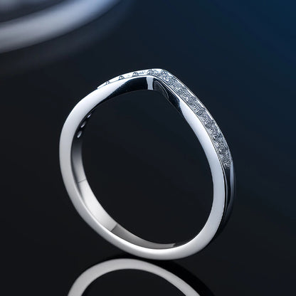 Moissanite Wedding Ring – 925 Silver Sterling Band With Sparkling Tension Setting - ZOOMNSTORE