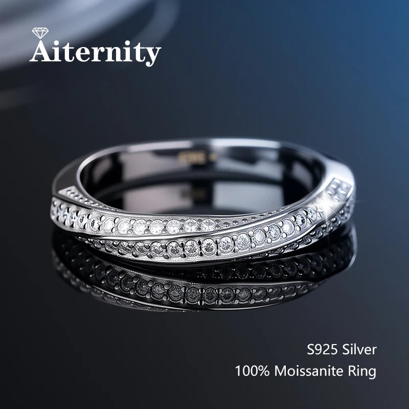 Moissanite Wedding Ring – 925 Silver Sterling Band With Sparkling Tension Setting - ZOOMNSTORE