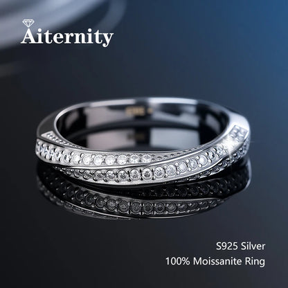 Moissanite Wedding Ring – 925 Silver Sterling Band With Sparkling Tension Setting - ZOOMNSTORE