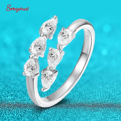 Smyoue Test Passed 3*4MM Moissanite Rings for Women Lab Diamond Wedding Band 925 Sterling Silver Female Crown Single Tail Ring - ZOOMNSTORE