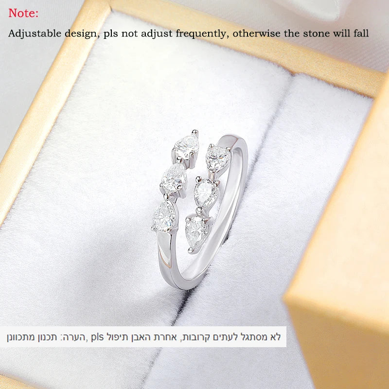 Smyoue Test Passed 3*4MM Moissanite Rings for Women Lab Diamond Wedding Band 925 Sterling Silver Female Crown Single Tail Ring - ZOOMNSTORE