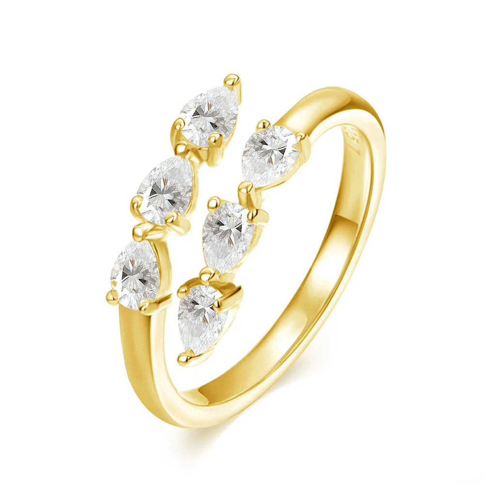 Smyoue Test Passed 3*4MM Moissanite Rings for Women Lab Diamond Wedding Band 925 Sterling Silver Female Crown Single Tail Ring - ZOOMNSTORE