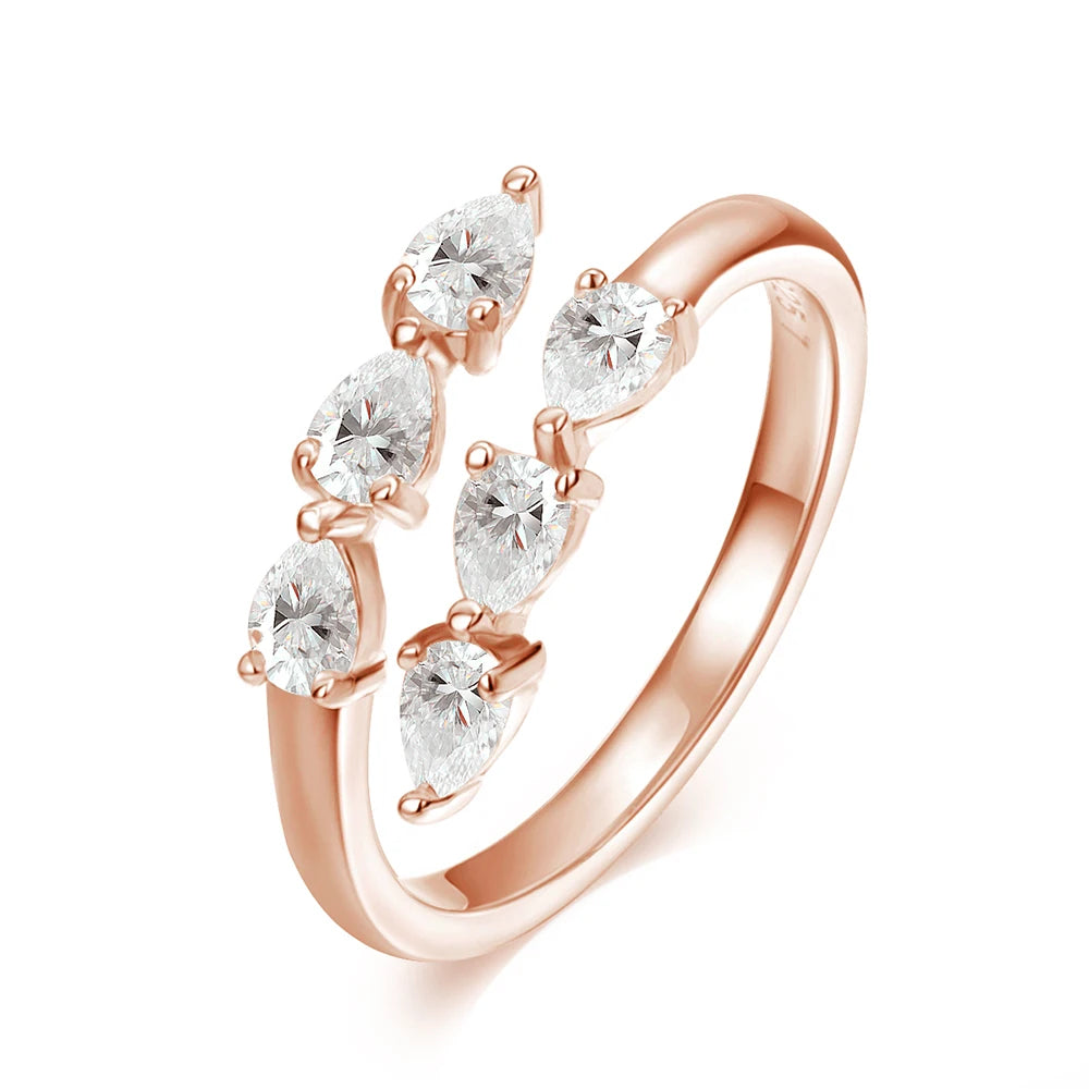 Smyoue Test Passed 3*4MM Moissanite Rings for Women Lab Diamond Wedding Band 925 Sterling Silver Female Crown Single Tail Ring - ZOOMNSTORE