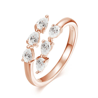 Smyoue Test Passed 3*4MM Moissanite Rings for Women Lab Diamond Wedding Band 925 Sterling Silver Female Crown Single Tail Ring - ZOOMNSTORE