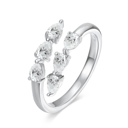 Smyoue Test Passed 3*4MM Moissanite Rings for Women Lab Diamond Wedding Band 925 Sterling Silver Female Crown Single Tail Ring - ZOOMNSTORE