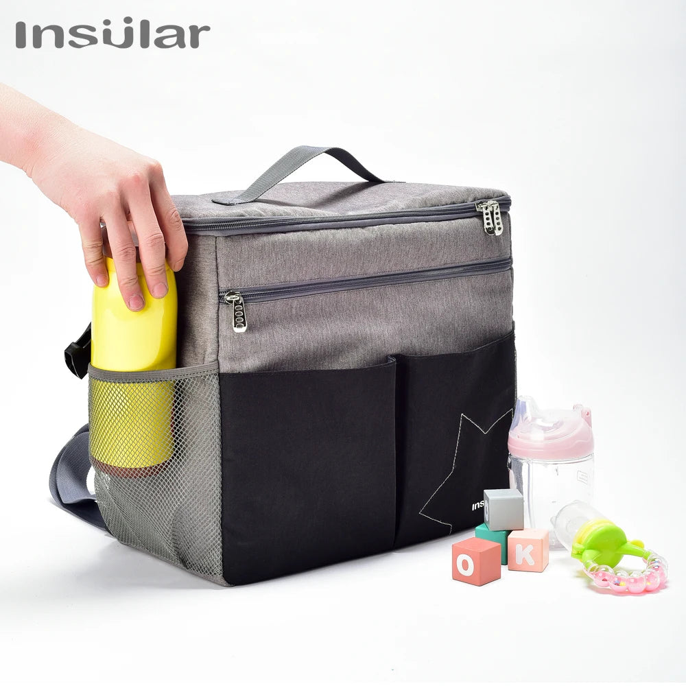 Insular Mommy Diaper Bags Mother Large Capacity Travel Nappy Backpacks with Anti-loss Zipper Solid Baby Maternity Nursing Bags - ZOOMNSTORE