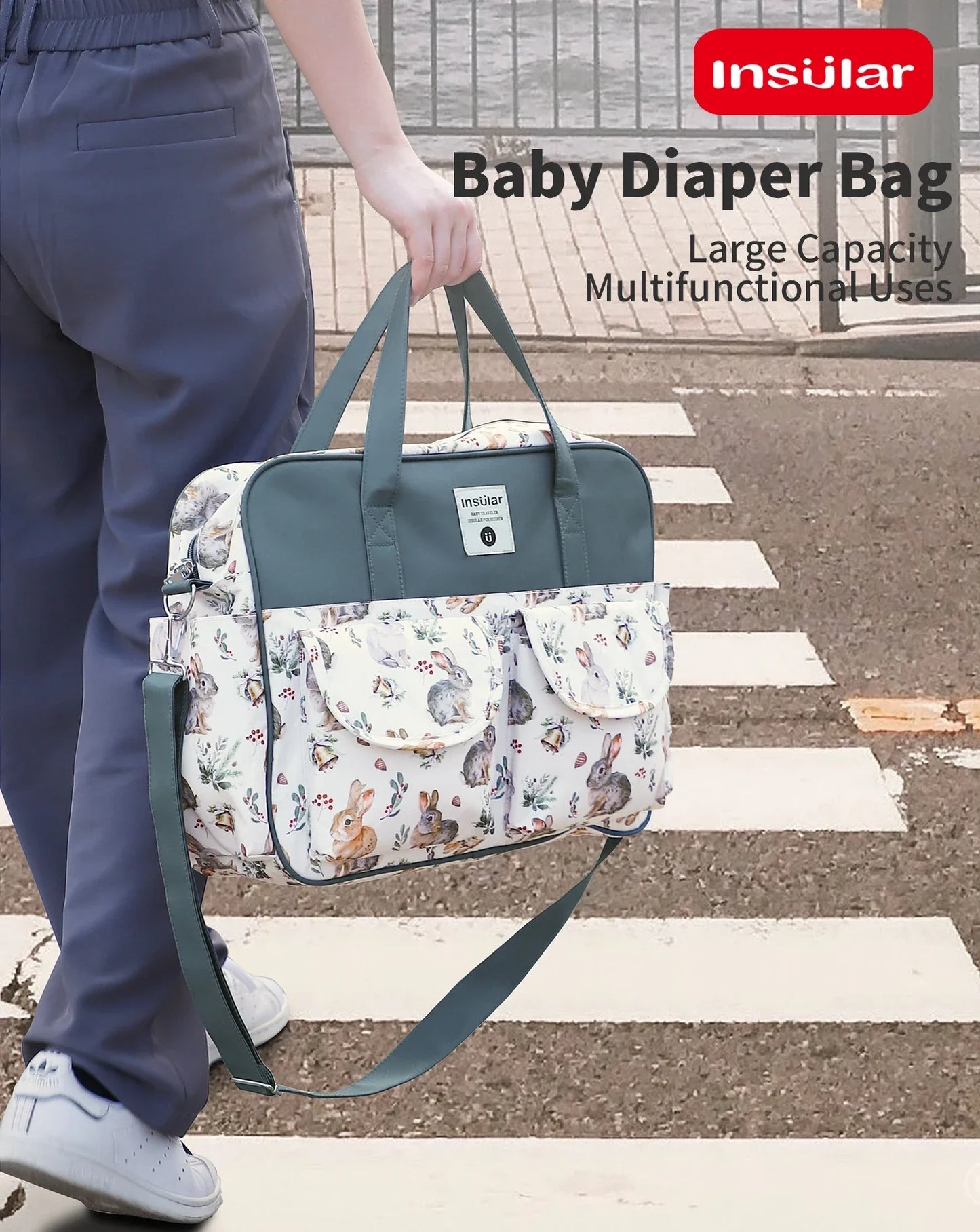 Mommy Diaper Bag For Babies LargeCapacity Organizer Waterproof Wide Opening Travel Messenger Crossbody Bag Mummy Baby Nappy Bag - ZOOMNSTORE