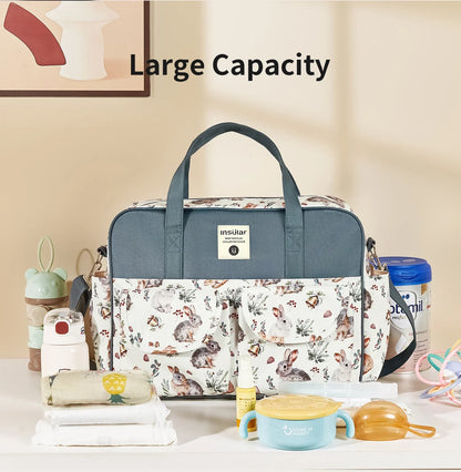 Mommy Diaper Bag For Babies LargeCapacity Organizer Waterproof Wide Opening Travel Messenger Crossbody Bag Mummy Baby Nappy Bag - ZOOMNSTORE
