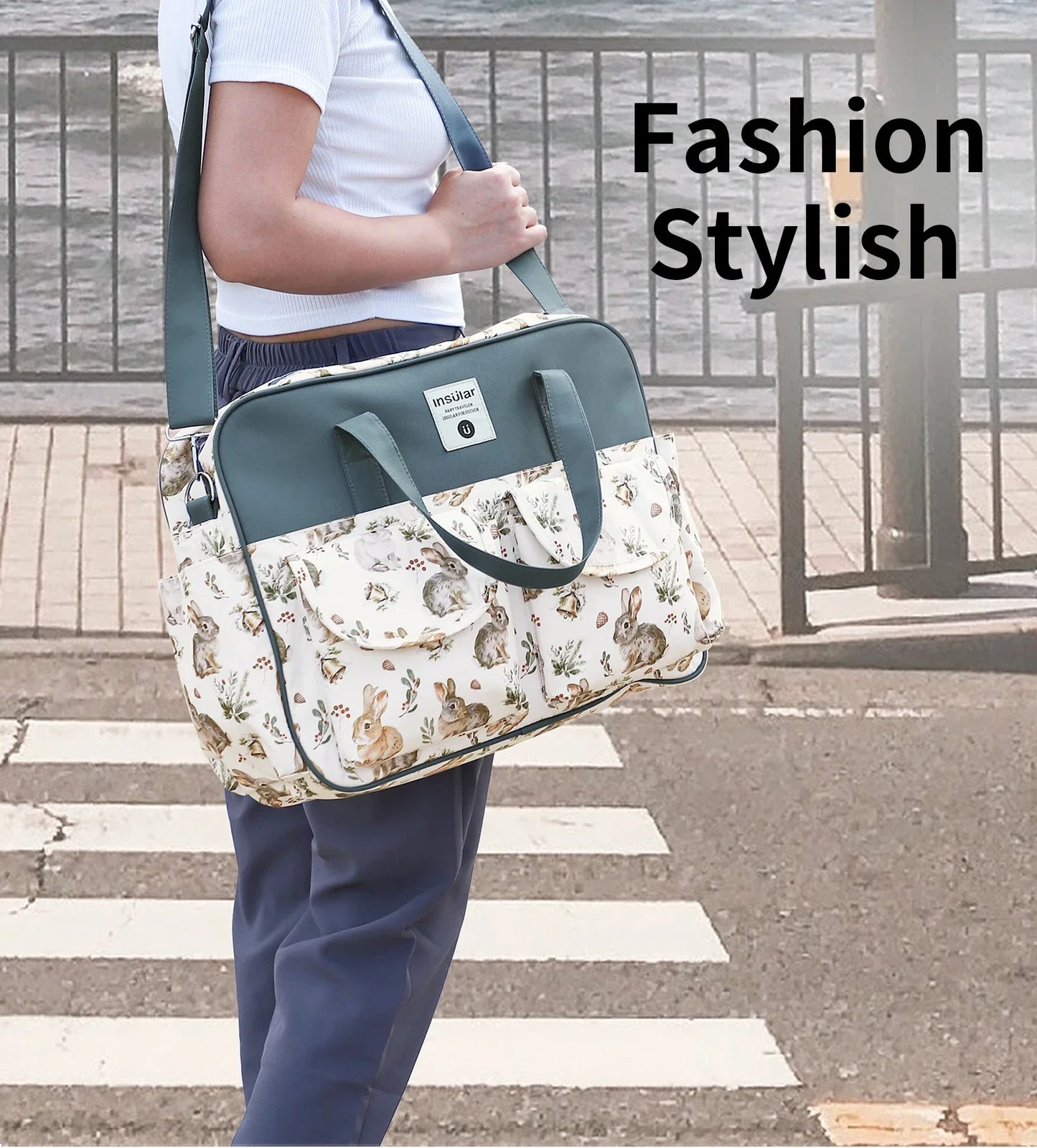 Mommy Diaper Bag For Babies LargeCapacity Organizer Waterproof Wide Opening Travel Messenger Crossbody Bag Mummy Baby Nappy Bag - ZOOMNSTORE