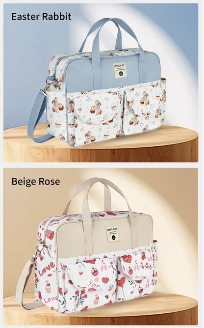 Mommy Diaper Bag For Babies LargeCapacity Organizer Waterproof Wide Opening Travel Messenger Crossbody Bag Mummy Baby Nappy Bag - ZOOMNSTORE