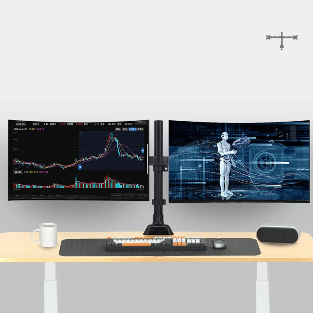 Monitor Desk Mount - Dual Adjustable Arm for 17 to 32 Inch Screens | Cable Management - ZOOMNSTORE