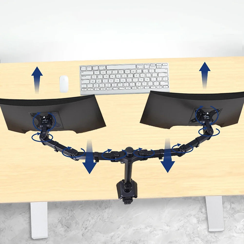 Monitor Desk Mount - Dual Adjustable Arm for 17 to 32 Inch Screens | Cable Management - ZOOMNSTORE