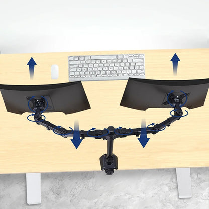 Monitor Desk Mount - Dual Adjustable Arm for 17 to 32 Inch Screens | Cable Management - ZOOMNSTORE