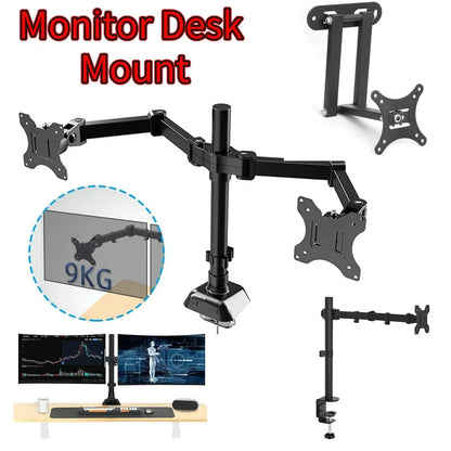 Monitor Desk Mount - Dual Adjustable Arm for 17 to 32 Inch Screens | Cable Management - ZOOMNSTORE