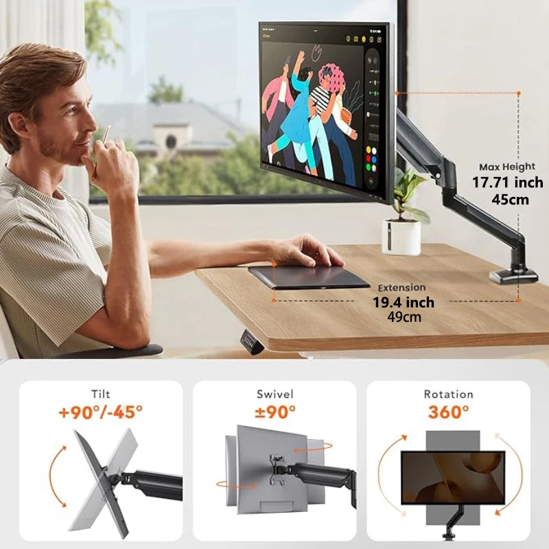 Monitor Mount Bracket - Adjustable Desk Display Bracket for 32 Inch Monitors Up to 20 Lbs - ZOOMNSTORE