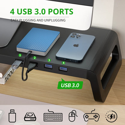 Monitor Stand Riser with USB Hub - Desk Organizer for Keyboard  Mouse - ZOOMNSTORE