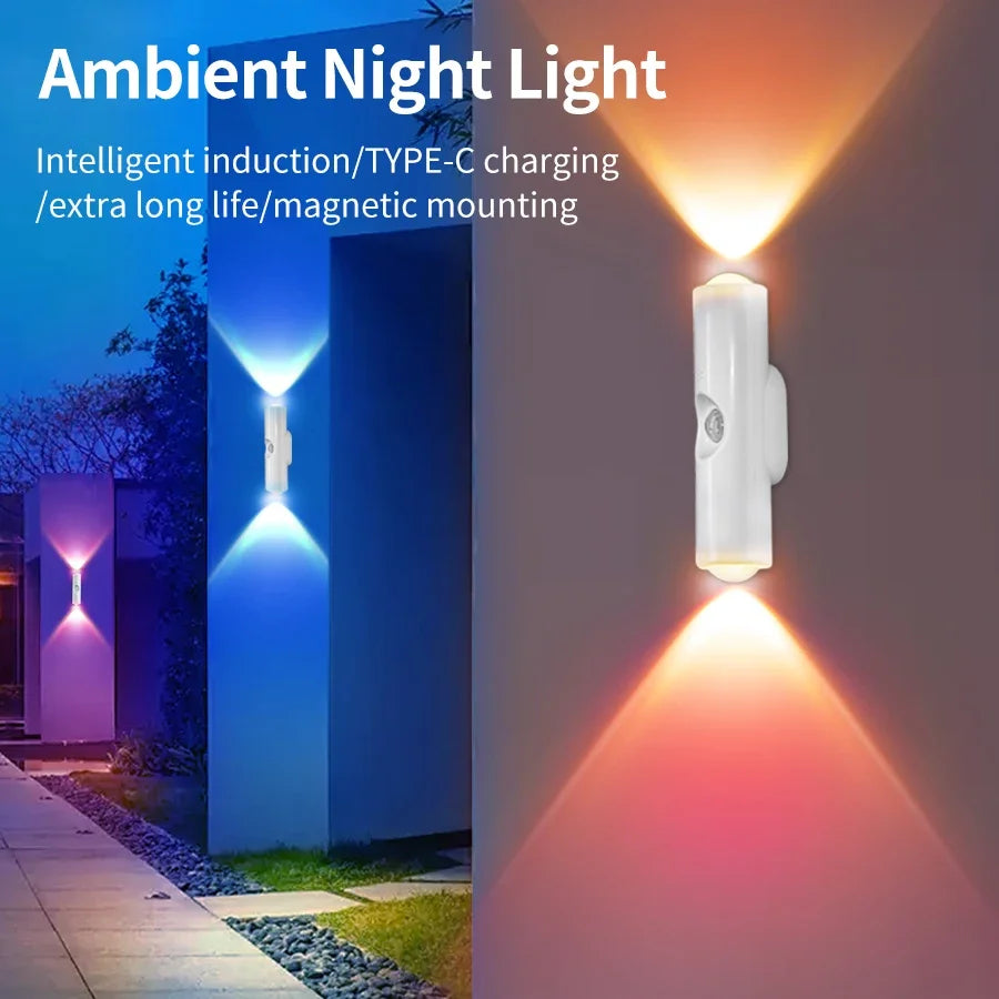 Motion Sensor RGB LED Night Light - Rechargeable Magnetic Wall Lamp for Mood Ambient Lighting - ZOOMNSTORE
