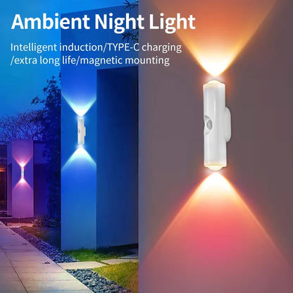 Motion Sensor RGB LED Night Light - Rechargeable Magnetic Wall Lamp for Mood Ambient Lighting - ZOOMNSTORE