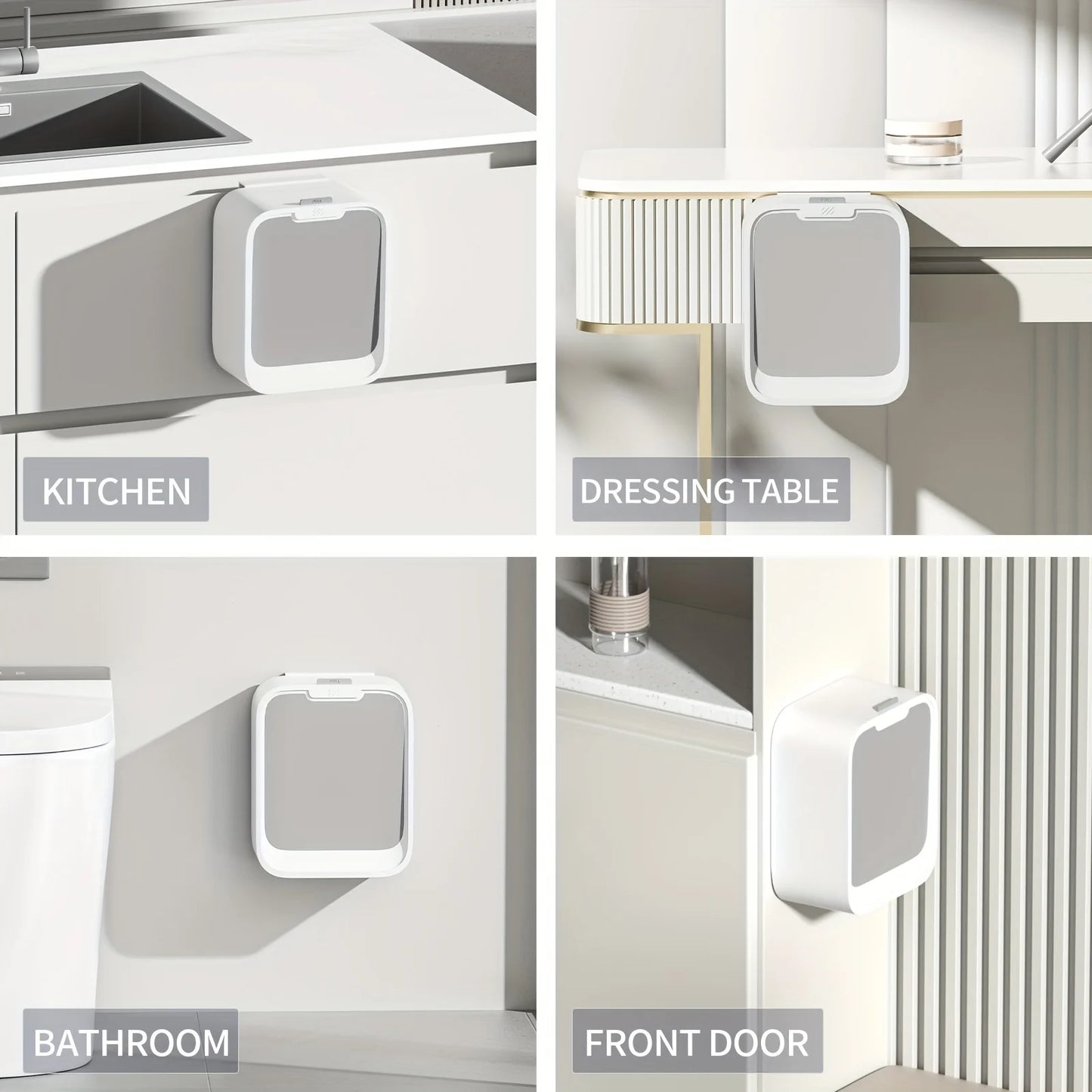 Motion Sensor Wall-Mounted Trash Can - Smart Kitchen Waste Bin with Lid for Cabinet Door - ZOOMNSTORE