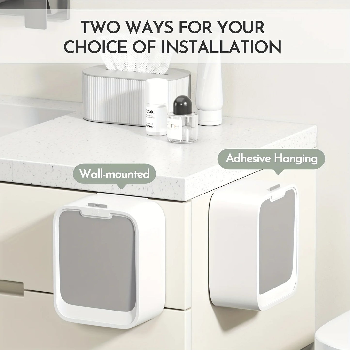 Motion Sensor Wall-Mounted Trash Can - Smart Kitchen Waste Bin with Lid for Cabinet Door - ZOOMNSTORE