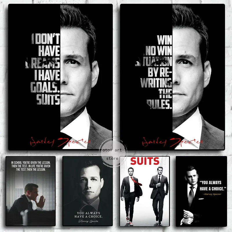 Harvey Specter Motivational Quotes Canvas Art - Inspirational Lawyer Wall Decor for Home Office - ZOOMNSTORE
