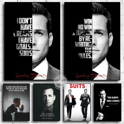 Harvey Specter Motivational Quotes Canvas Art - Inspirational Lawyer Wall Decor for Home Office - ZOOMNSTORE