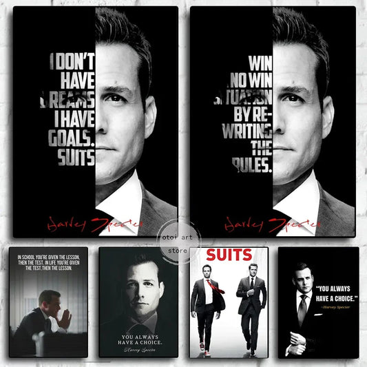 Harvey Specter Motivational Quotes Canvas Art - Inspirational Lawyer Wall Decor for Home Office - ZOOMNSTORE