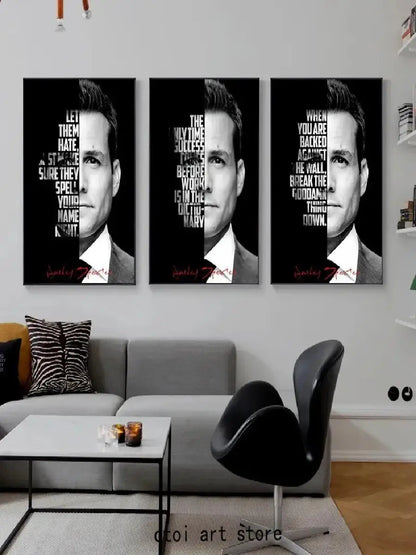 Harvey Specter Motivational Quotes Canvas Art - Inspirational Lawyer Wall Decor for Home Office - ZOOMNSTORE