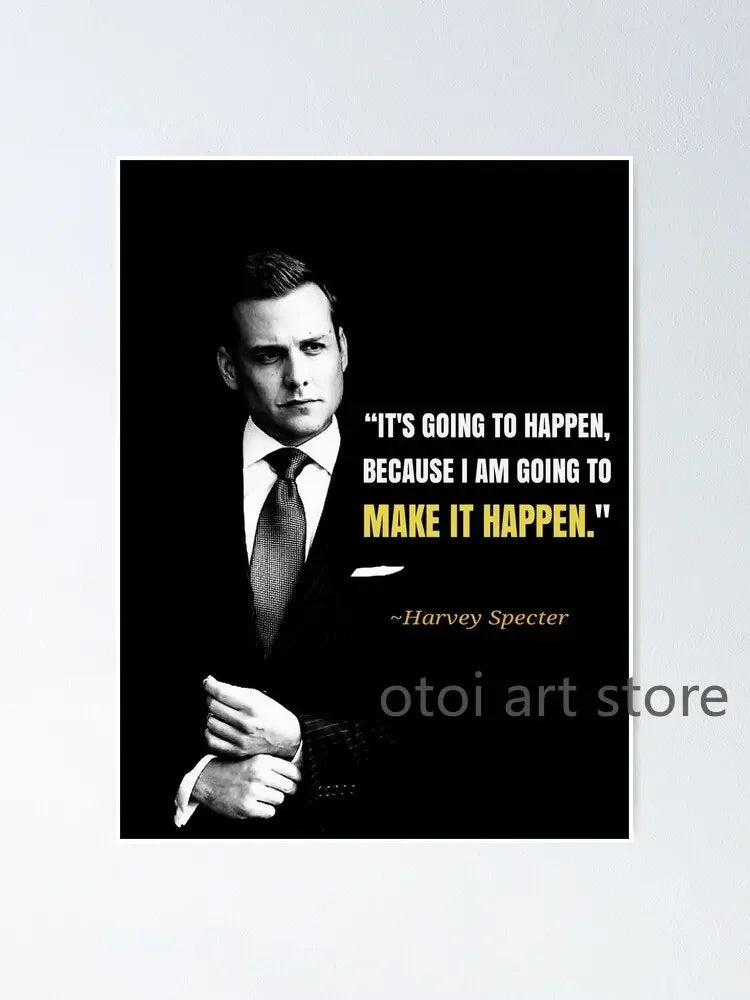 Harvey Specter Motivational Quotes Canvas Art - Inspirational Lawyer Wall Decor for Home Office - ZOOMNSTORE