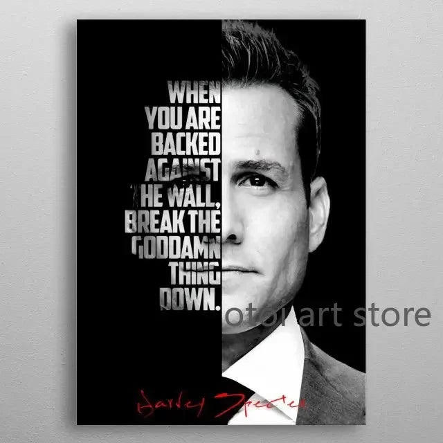 Harvey Specter Motivational Quotes Canvas Art - Inspirational Lawyer Wall Decor for Home Office - ZOOMNSTORE