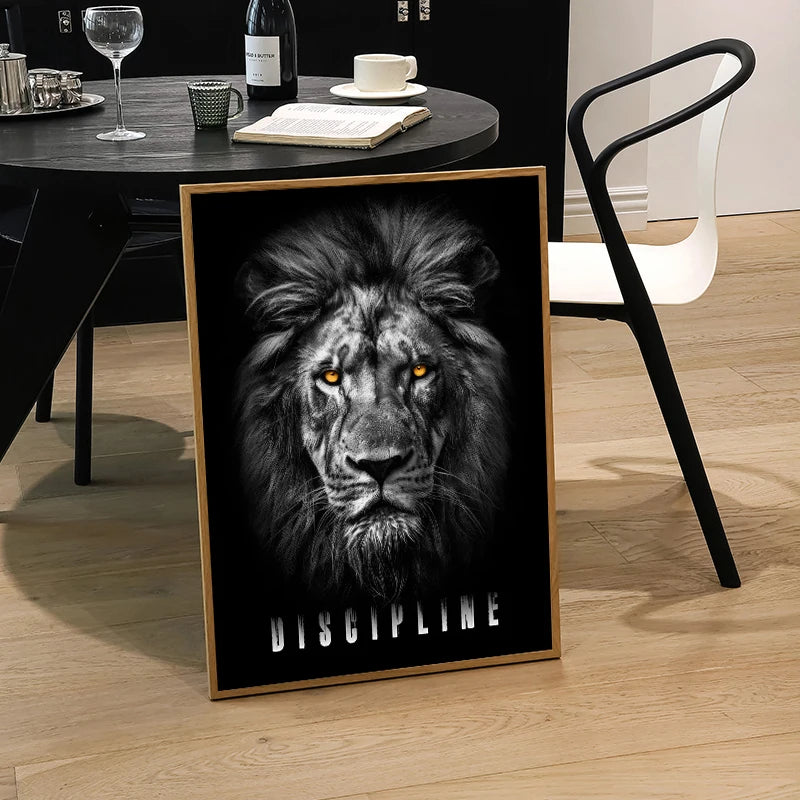 Animal Motivational Wall Art - Lion Wolf Leopard Canvas Prints for Home Office Decor - ZOOMNSTORE