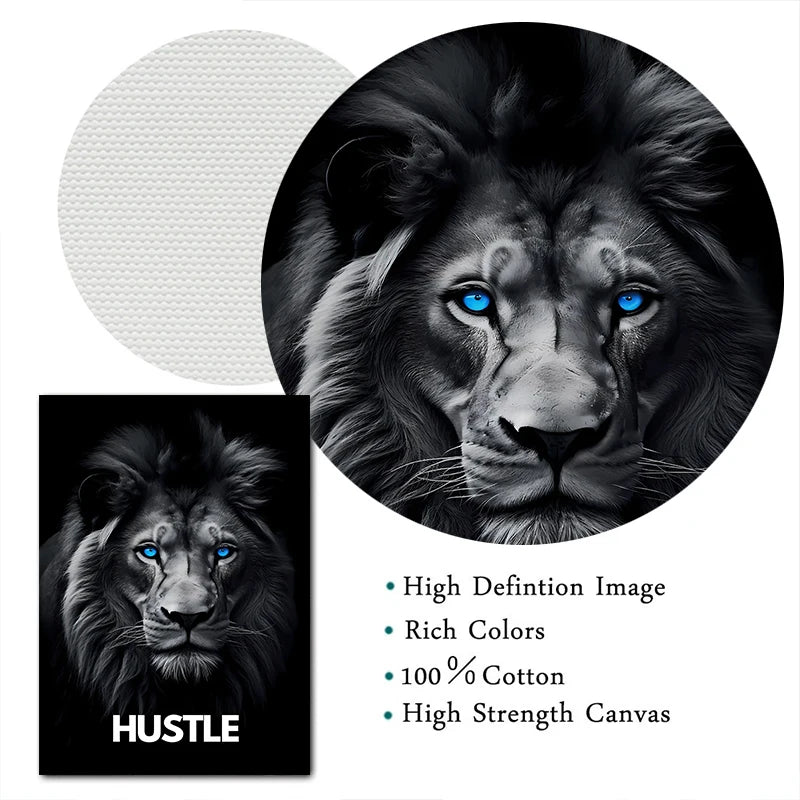 Animal Motivational Wall Art - Lion Wolf Leopard Canvas Prints for Home Office Decor - ZOOMNSTORE