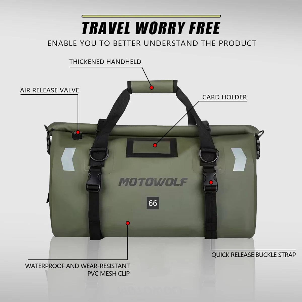 Waterproof Motorcycle Dry Bag - Reflective Duffle for Travel Hiking Camping Fishing - ZOOMNSTORE