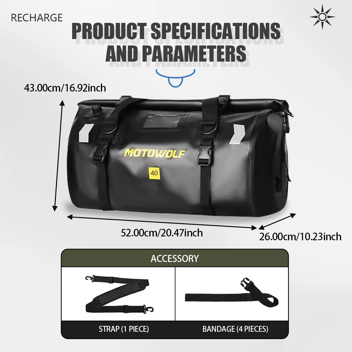 Waterproof Motorcycle Dry Bag - Reflective Duffle for Travel Hiking Camping Fishing - ZOOMNSTORE