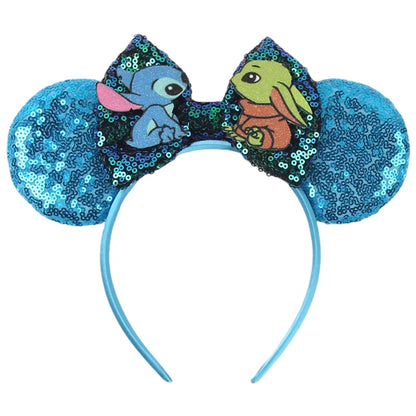 2024 Disney Festival Party Cosplay Mouse Ears Headband 3.3" Ears Glitter Hairband For Boys Girls DIY Cartoon Hair Accessories - ZOOMNSTORE