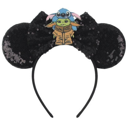 2024 Disney Festival Party Cosplay Mouse Ears Headband 3.3" Ears Glitter Hairband For Boys Girls DIY Cartoon Hair Accessories - ZOOMNSTORE