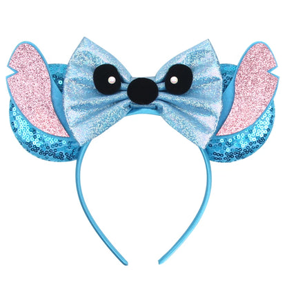 2024 Disney Festival Party Cosplay Mouse Ears Headband 3.3" Ears Glitter Hairband For Boys Girls DIY Cartoon Hair Accessories - ZOOMNSTORE