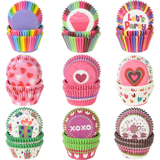 Muffin Cupcake Liners - 100Pcs Colorful Paper Baking Cups Disposable Eco Friendly - ZOOMNSTORE