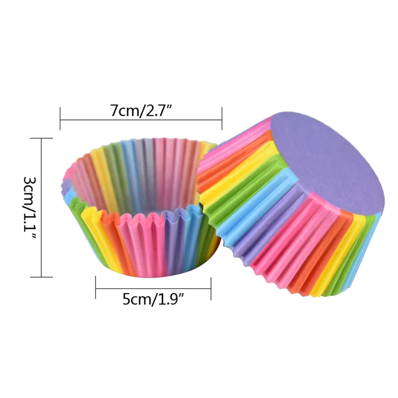 Muffin Cupcake Liners - 100Pcs Colorful Paper Baking Cups Disposable Eco Friendly - ZOOMNSTORE