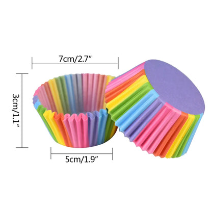 Muffin Cupcake Liners - 100Pcs Colorful Paper Baking Cups Disposable Eco Friendly - ZOOMNSTORE