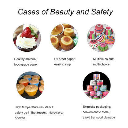 Muffin Cupcake Liners - 100Pcs Colorful Paper Baking Cups Disposable Eco Friendly - ZOOMNSTORE