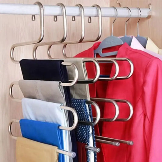 Multi Functional Clothes Hanger – 5 Layer Space Saving Stainless Steel Rack - ZOOMNSTORE